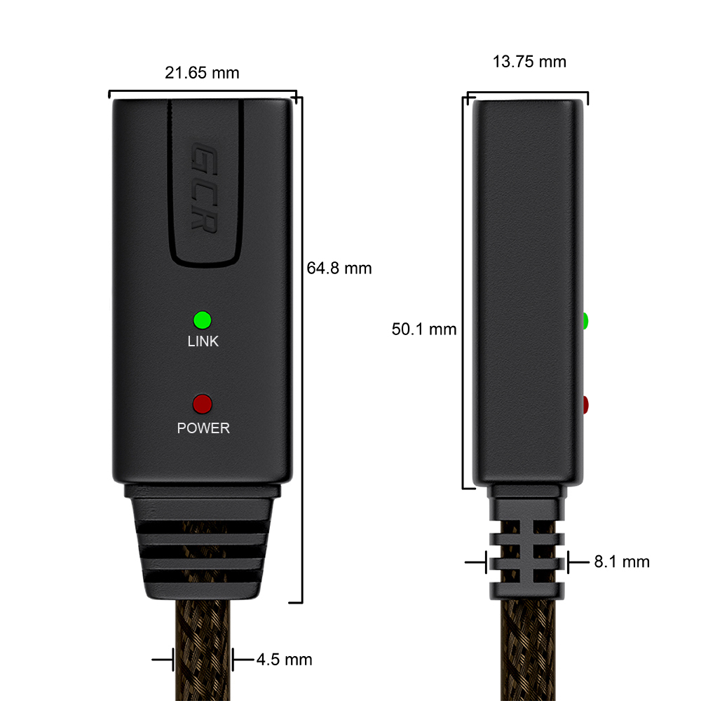 Удлинитель активный USB 2.0 AM/AF с 2-мя усилителями и разъёмом для доп.питания