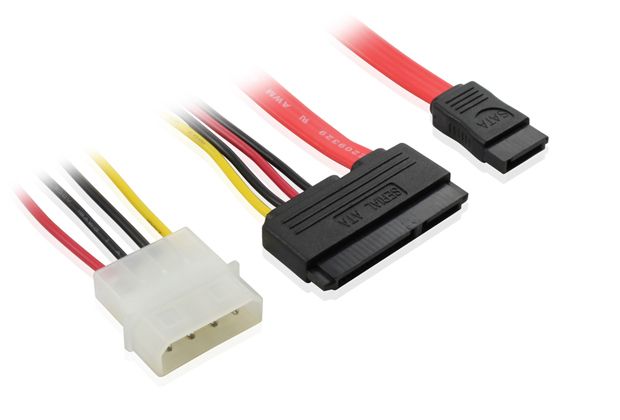 Комплект кабелей SATA II до 3Gbps 22pin(15pin+7pin) / Molex 4pin / SATA 