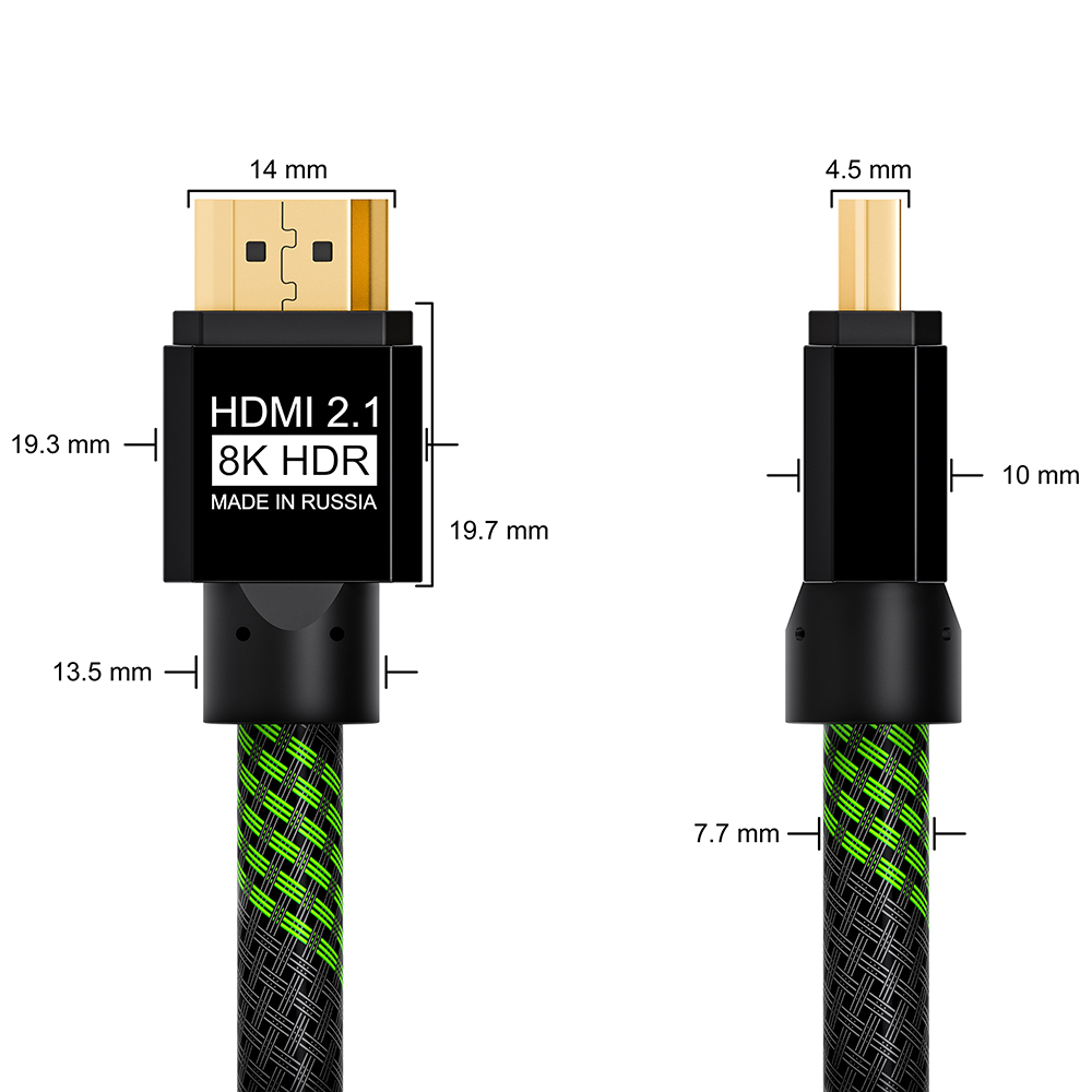 Кабель нейлон HDMI 2.1 8K 60Hz 4K 144Hz динамический HDR Ultra HD 48.0 Гбит/с ферриты