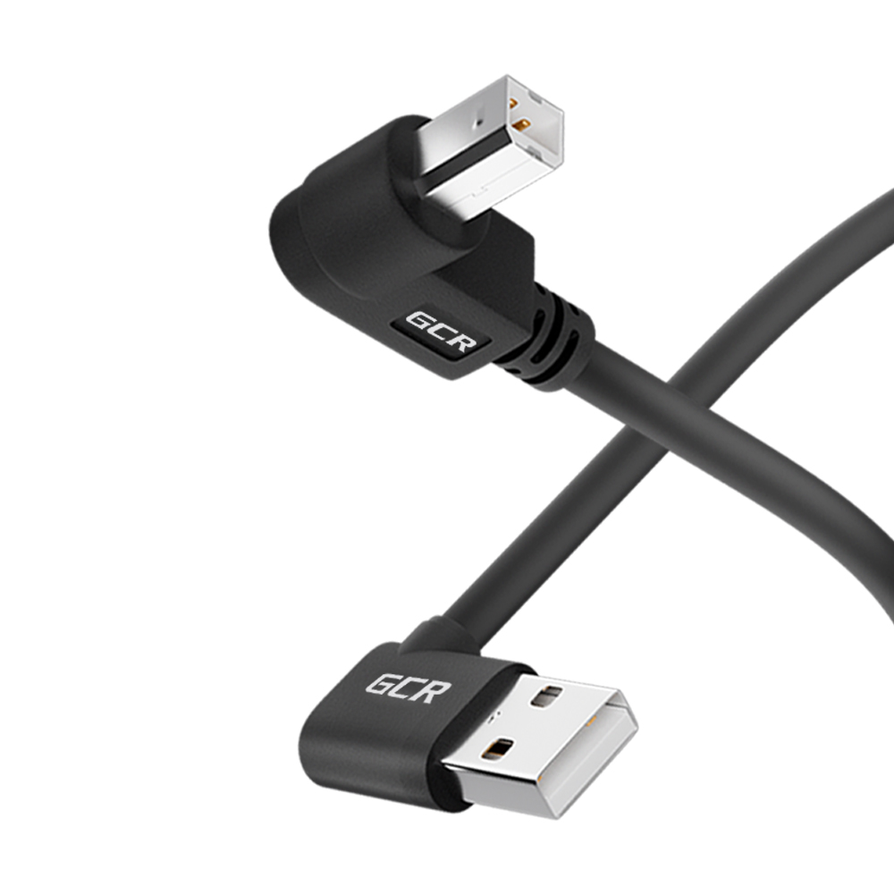 Кабель USB 2.0 AM угловой левый / BM угловой правый экранирование