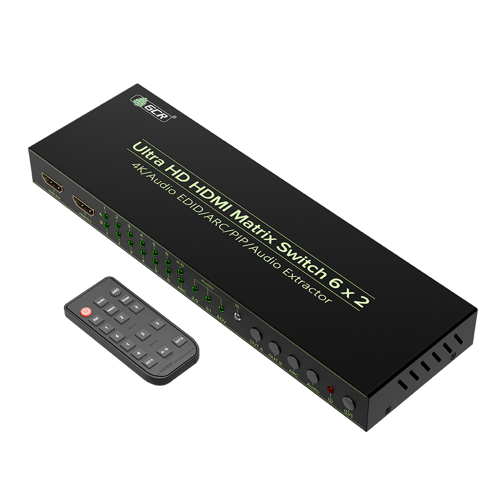 Матричный переключатель HDMI 6x2 6 устройств к 2 мониторам поддержка 4Kx2K PiP ARC Пульт ДУ