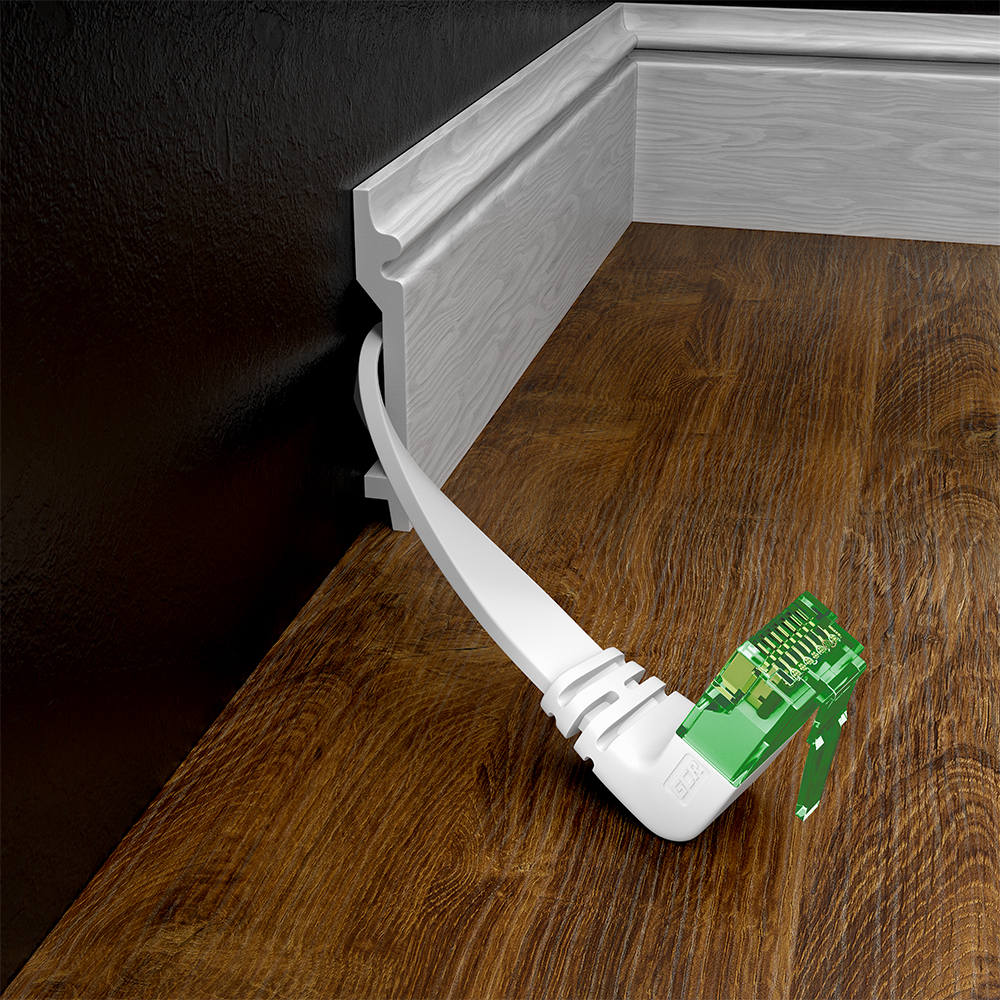 Патч-корд PROF плоский UTP медь кат.6 нижний угол ethernet high speed 10 Гбит/с RJ45 T568B