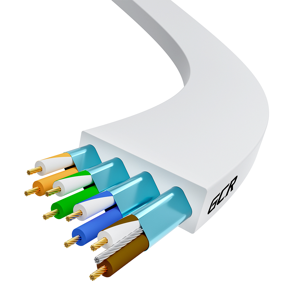 Патч-корд LSZH PROF FTP кат.8 ethernet RJ45 30 AWG литой плоский экранированные коннекторы