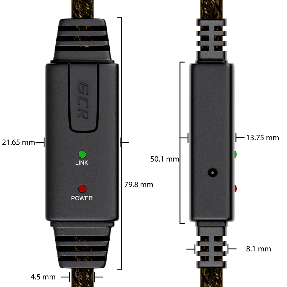 Кабель активный USB 2.0 AM/BM с усилителем и разъёмом для доп.питания