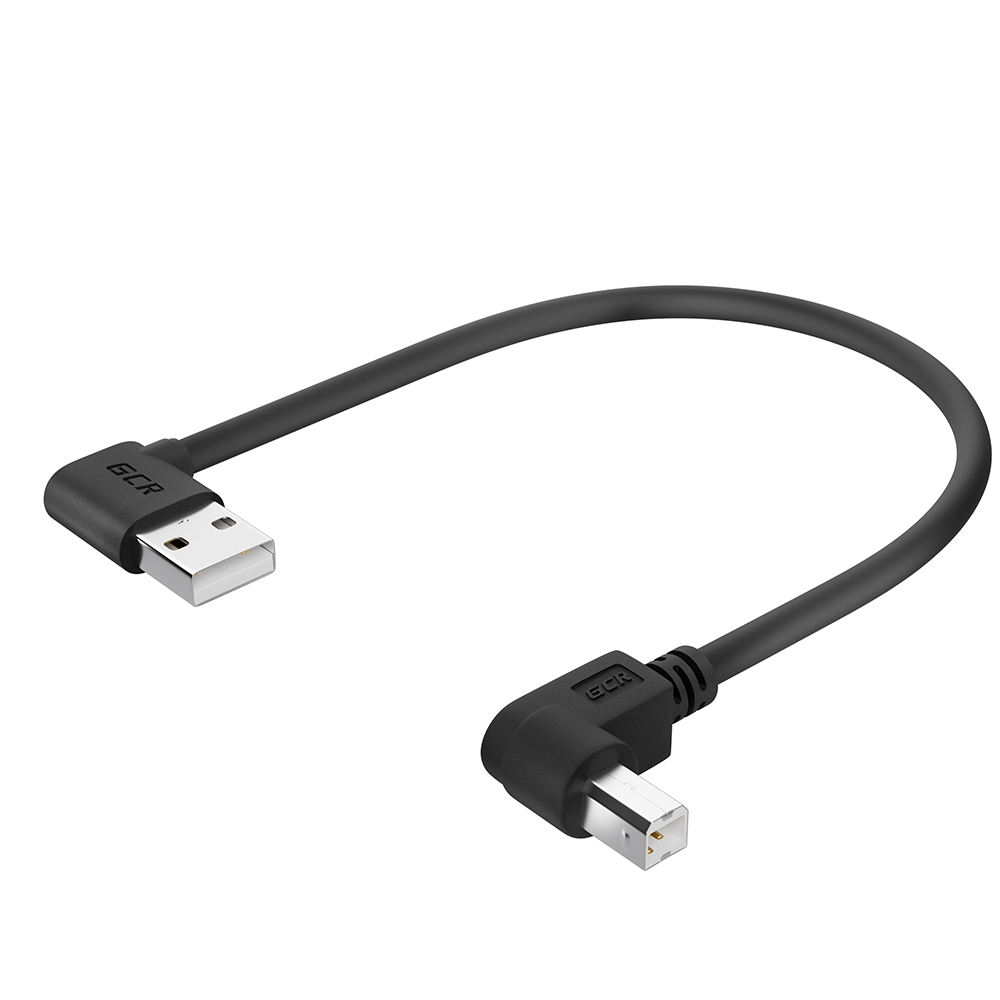 Кабель USB 2.0 AM угловой левый / BM угловой правый экранирование