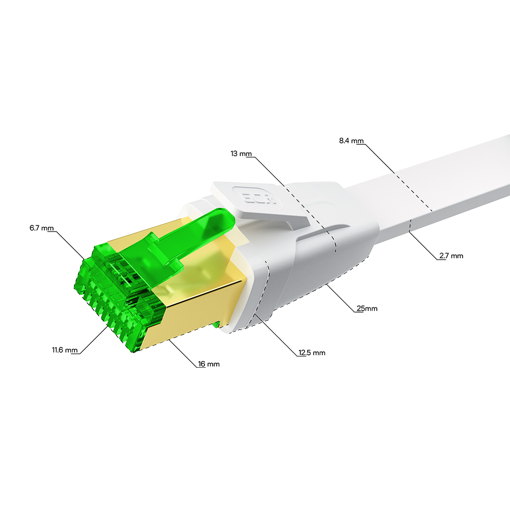 Патч-корд LSZH PROF FTP кат.8 ethernet RJ45 30 AWG литой плоский экранированные коннекторы
